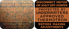 Restored image of Craftsman 115 series Thermotron-Protected Motor decal (Bottom of decal mounted 3/8
