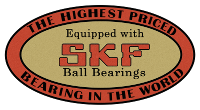 This is a remastered image of the restored SKF Bearing decal submitted by Maury Hurt (maurywhurt). This decal will be used on a Craftsman 12 3/4