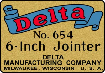 Delta / 654 Jointer Decal