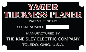 Yager Thickness Planer - Kneisley Electric Co. - Submitted by Bob Holcombe