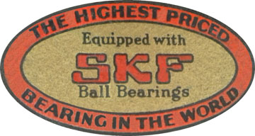 This restored image of an original SKF Bearing decal is from a Craftsman band saw (102.01121) manufactured by Walker-Turner. Submitted by Maury Hurt