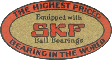 This restored image of an original SKF Bearing decal is from a Craftsman band saw (102.01121) manufactured by Walker-Turner. Submitted by Maury Hurt (maurywhurt)