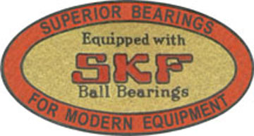 This restored image of an original SKF Bearing decal is from a Craftsman floor model drill press (101.03622) manufactured by Atlas Press. Submitted by Maury Hurt (maurywhurt)