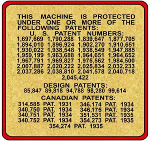 1937 BS Jointer Patent Decal-Submitted by Larry Buskirk 