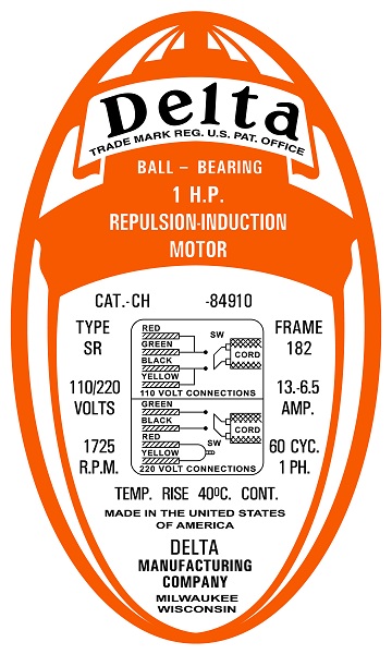 Delta 1HP DP Motor Badge - Submitted by John Killin 