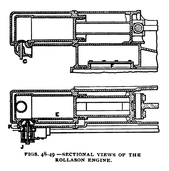 Figs. 48-49— Sectional Views of the Rollason Engine