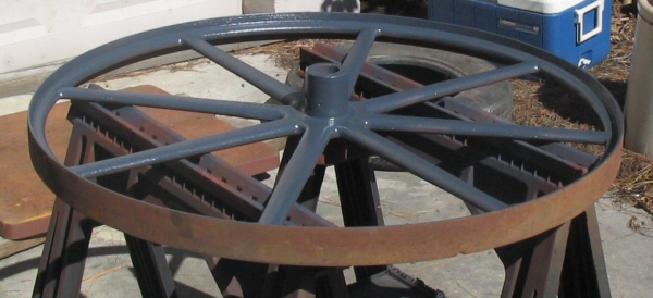  One of the wheels after painting 