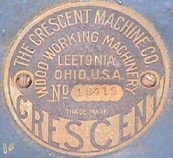 This style tag is found on early Crescent machines. Exact dates are not known at this time but appears to have been used from around 1906 through around 1912. When this tag was not used, serial numbers were simply stamped on the machine.