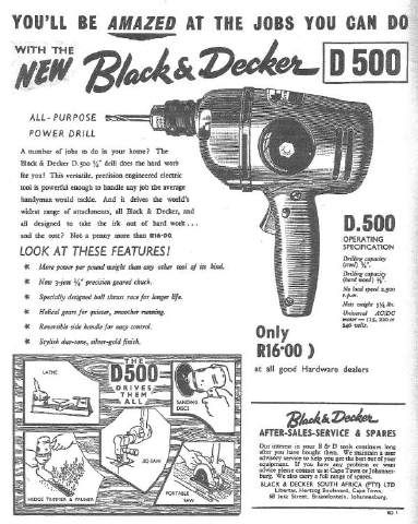 Black and Decker equipment advertised in 1961.