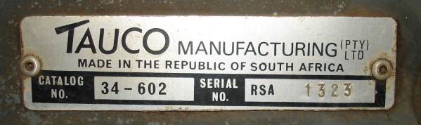 Tauco Manufacturing label used by John Cubitt