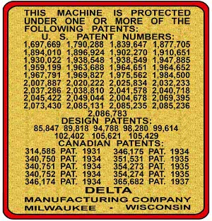 1938-39 Patent Decal-Submitted by Larry Buskirk 