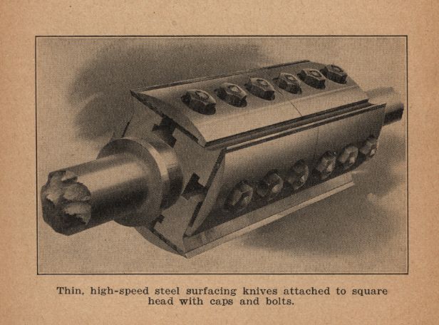 A square head that is set up to use thin (non slotted knives) with knife caps. The knives are retained by the cap, not the bolts directly. Could be called a 