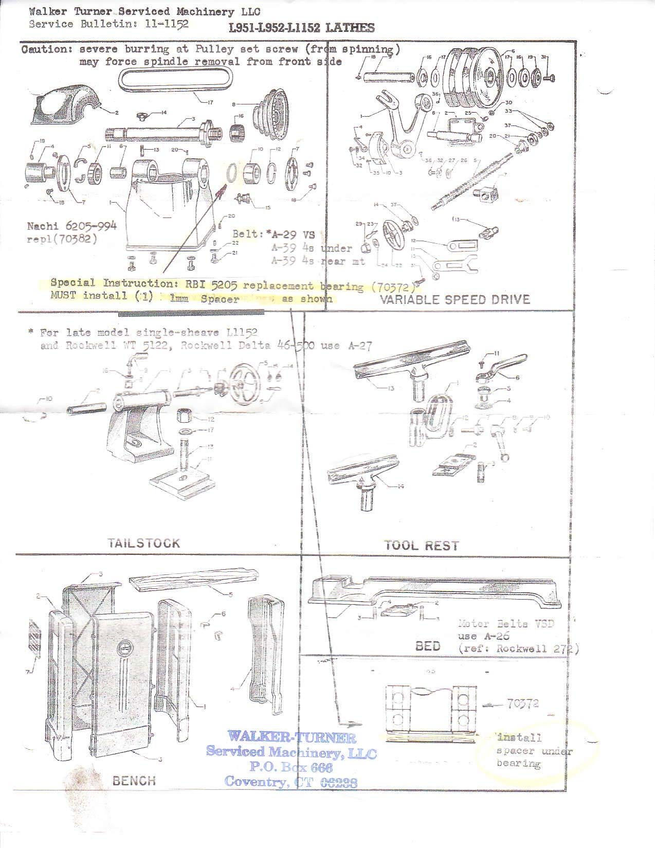 1152 Lathe Parts